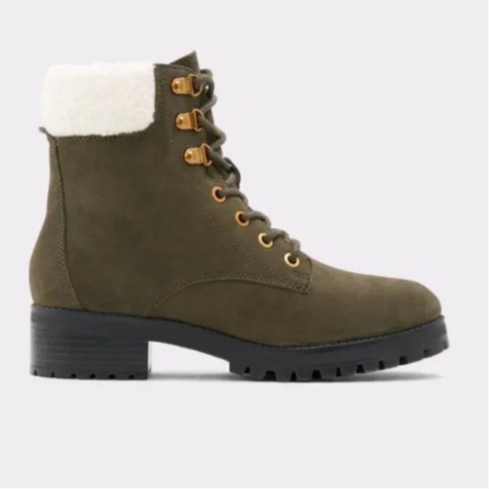 Aldo Rhaymma Boots Olive Green Hiking Combat Lug Sole Ankle NEW IN BOX Size 7